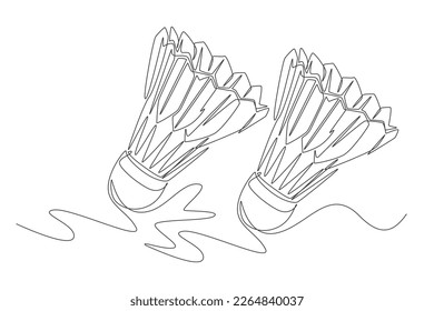 One continuous line drawing two shuttlecock. sport ball concept. One line draw graphic design vector