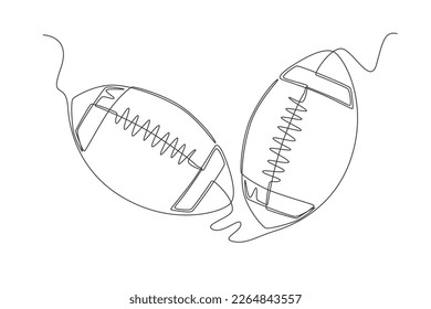 One continuous line drawing two American football ball. sport ball concept. One line draw graphic design vector