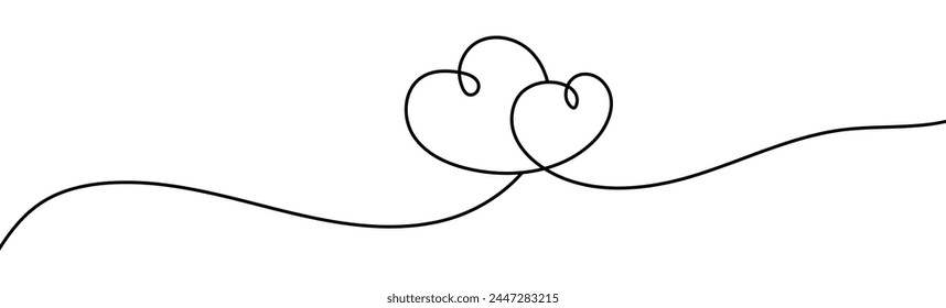 Una línea continua dibujando dos corazones. Ilustración vectorial aislada sobre fondo blanco
