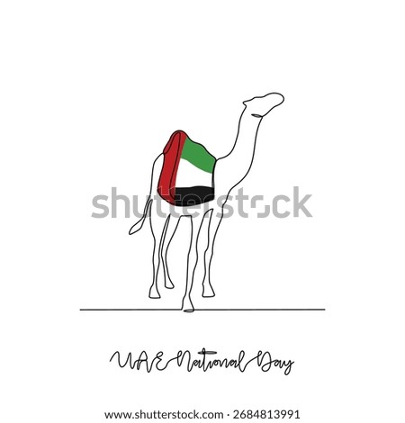One continuous line drawing of UAE National Day vector illustration. UAE National Day theme design concept in simple linear continuous line style. Great design for national holiday campaign