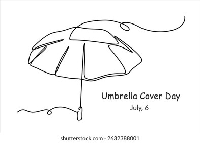 One Continuous line drawing of umbrella. line art of umbrella cover day good for umbrella cover day celebrate. line art. illustration. Editable stroke.	