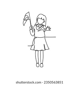 One continuous line drawing of uniform school in South Korea with white background. Fashion education design in simple linear style. education design concept vector illustration.