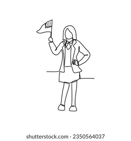 Un dibujo de línea continua de la escuela uniforme en EE.UU. con fondo blanco. Diseño de la educación de la moda en un estilo lineal simple. ilustración vectorial de diseño educativo