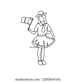 One continuous line drawing of uniform school in Nigeria with white background. Fashion education design in simple linear style. education design concept vector illustration.