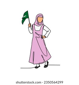 One continuous line drawing of uniform school in Saudi Arabia with white background. Fashion education design in simple linear style. education design concept vector illustration.