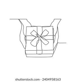 One continuous line drawing of various kinds of gifts ready to be given at family events vector illustration. Design with Minimalist black linear design. Gifts themes for your business asset design.