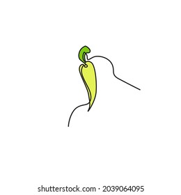 Una línea continua dibujando verduras picantes, aisladas en fondo blanco. Concepto de alimentación saludable. Ilustración vectorial.
