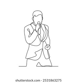 One continuous line drawing of Vocalist vector illustration. Vocalist design in simple continuous linear style vector concept. Music themes design for educational presentation and business purpose.
