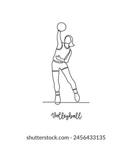 One continuous line drawing of Volleyball sports vector illustration. Volleyball sports design in simple linear continuous style vector concept. Sports themes design for your asset design vector.