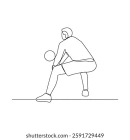 One continuous line drawing of Volleyball sports vector illustration. Volleyball sports design in simple linear continuous style vector concept. Sports themes design for your asset design vector.