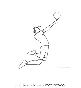 One continuous line drawing of Volleyball sports vector illustration. Volleyball sports design in simple linear continuous style vector concept. Sports themes design for your asset design vector.