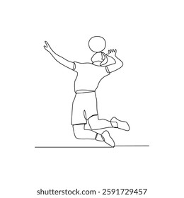 One continuous line drawing of Volleyball sports vector illustration. Volleyball sports design in simple linear continuous style vector concept. Sports themes design for your asset design vector.