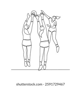 One continuous line drawing of Volleyball sports vector illustration. Volleyball sports design in simple linear continuous style vector concept. Sports themes design for your asset design vector.