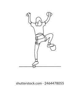 One continuous line drawing of wall climbing vector illustration. wall climbing design in simple linear continuous style vector concept. Sports themes design for your asset vector design illustration.