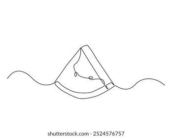 One continuous line drawing of watermelon fruit illustration. Slice of watermelon monoline design.