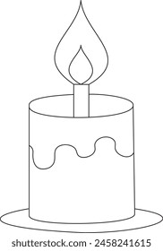 One continuous line drawing of wax or paraffin candle. Christmas home decoration and aromatherapy concept in simple linear style. Editable stroke. Doodle Vector