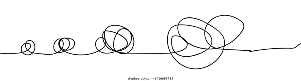 Una línea continua que va desde el caos complejo a la simplicidad. Concepto de solución de problemas y soluciones de negocios en un estilo lineal simple. Trazo editable. Doodle