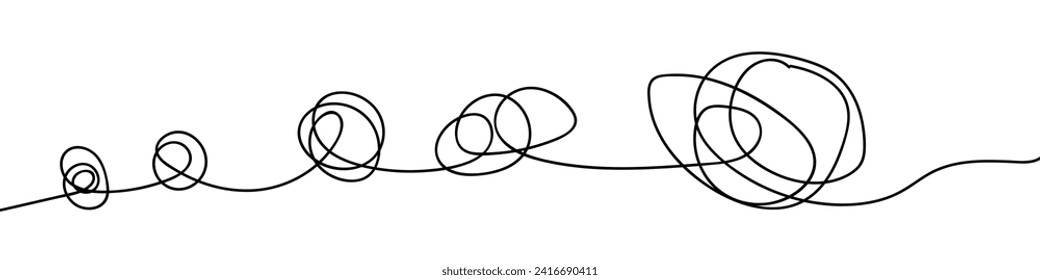 One continuous line drawing of way from complex chaos to simplicity. Concept of problem solving and business solutions in simple linear style. Editable stroke. Doodle