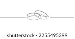 One continuous line drawing of Wedding rings. Romantic elegance concept and symbol proposal engagement and love marriage in simple linear style. Editable stroke. Outline vector illustration