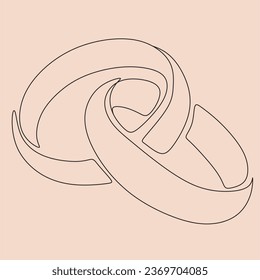 One continuous line drawing of Wedding rings. Romantic elegance concept and symbol proposal engagement and love marriage invitation in simple linear style. Editable stroke. Doodle vector illustration