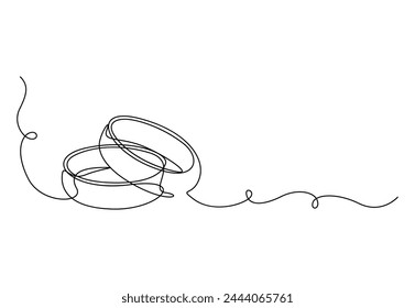 One continuous line drawing of Wedding rings. Proposal engagement and love marriage concept simple linear style vector illustration
