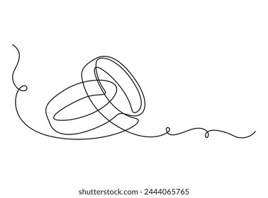 One continuous line drawing of Wedding rings. Proposal engagement and love marriage concept simple linear style vector illustration