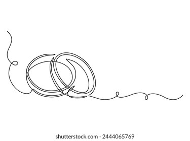 One continuous line drawing of Wedding rings. Proposal engagement and love marriage concept simple linear style vector illustration