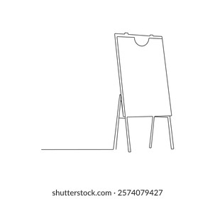 One continuous line drawing of whiteboard. Presentation board in simple line. Concept vector art for university or college. Editable stroke. Doodle line illustration