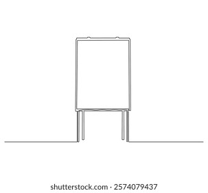 One continuous line drawing of whiteboard. Presentation board in simple line. Concept vector art for university or college. Editable stroke. Doodle line illustration