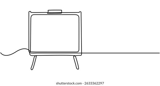  One continuous line drawing of whiteboard. Presentation board in simple line. Concept vector art for school, university or college. Editable stroke. Doodle line illustration. 