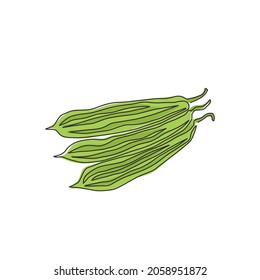 Un dibujo continuo de la esponja orgánica entera sana para la identidad del logo de la granja. Nuevo concepto de pepino egipcio para ícono de verdura. Ilustración gráfica vectorial de diseño de trazos de línea única moderna