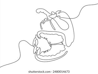 One continuous line drawing whole paprika. Fresh bell pepper concept.