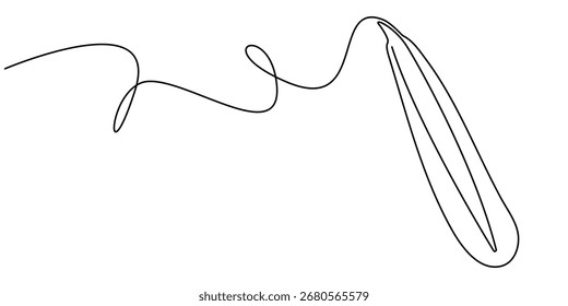 One continuous line drawing of whole healthy organic sponge gourd for farm logo identity. Fresh Egyptian cucumber concept for vegetable icon. Modern single line draw design vector graphic illustration