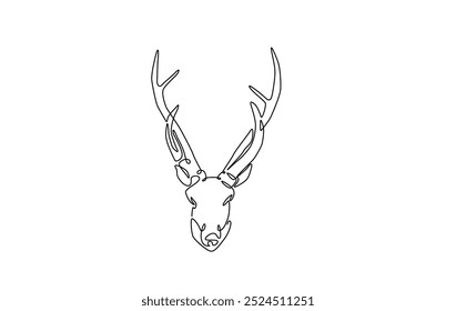 One continuous line drawing wild deer head. Deer head single line art illustration.