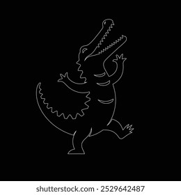 One continuous line drawing of wild crocodile with mouth opened for logo identity, Alligator icon or modern line symbol. Vector line art and icon design with bold outline