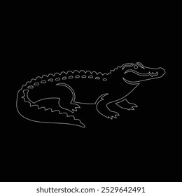 One continuous line drawing of wild crocodile with mouth opened for logo identity, Alligator icon or modern line symbol. Vector line art and icon design with bold outline