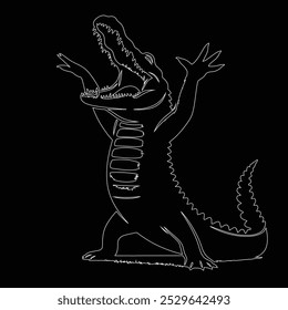 One continuous line drawing of wild crocodile with mouth opened for logo identity, Alligator icon or modern line symbol. Vector line art and icon design with bold outline