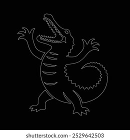 One continuous line drawing of wild crocodile with mouth opened for logo identity, Alligator icon or modern line symbol. Vector line art and icon design with bold outline