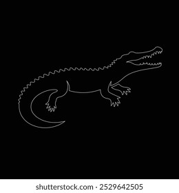 One continuous line drawing of wild crocodile with mouth opened for logo identity, Alligator icon or modern line symbol. Vector line art and icon design with bold outline