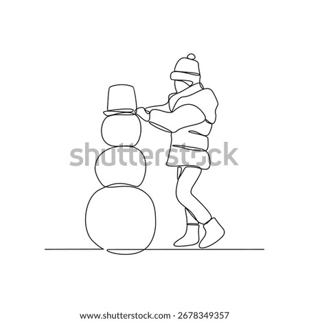 One continuous line drawing of a winter condition activity vector illustration. Winter season design illustration simple linear style vector concept. Great design for campaign and business purpose