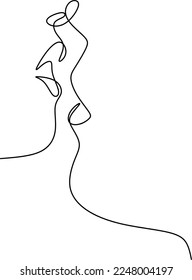 One continuous one line drawing of a woman and a man. Embrace of a young couple, lovers, woman and man. Romantic. Valentine's Day, postcards, valentines, tattoos