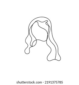 One continuous line drawing of a woman's face and hair