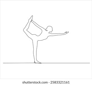 One continuous line drawing of women yoga pose concept. single line of yoga workout. editable stroke