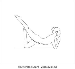 One continuous line drawing of women yoga pose concept. single line of yoga workout. editable stroke
