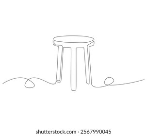 One continuous line drawing of wood table furniture . Single line of table interior vector illustration