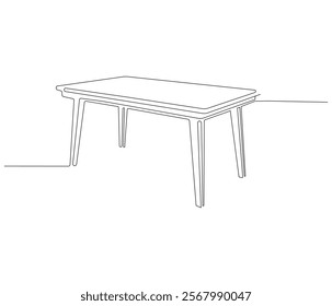 One continuous line drawing of wood table furniture . Single line of table interior vector illustration
