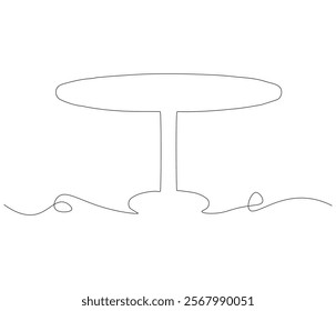 One continuous line drawing of wood table furniture . Single line of table interior vector illustration
