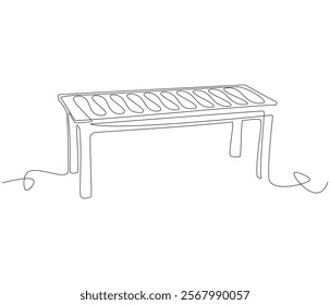 One continuous line drawing of wood table furniture . Single line of table interior vector illustration