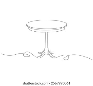 One continuous line drawing of wood table furniture . Single line of table interior vector illustration