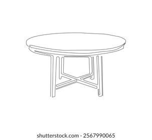One continuous line drawing of wood table furniture . Single line of table interior vector illustration